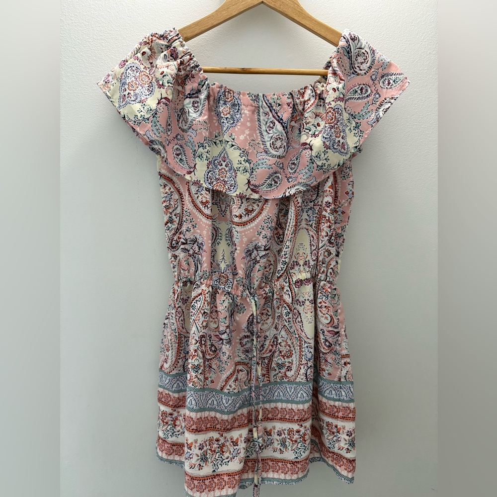 Pink Paisley Off-Shoulder Summer Romper